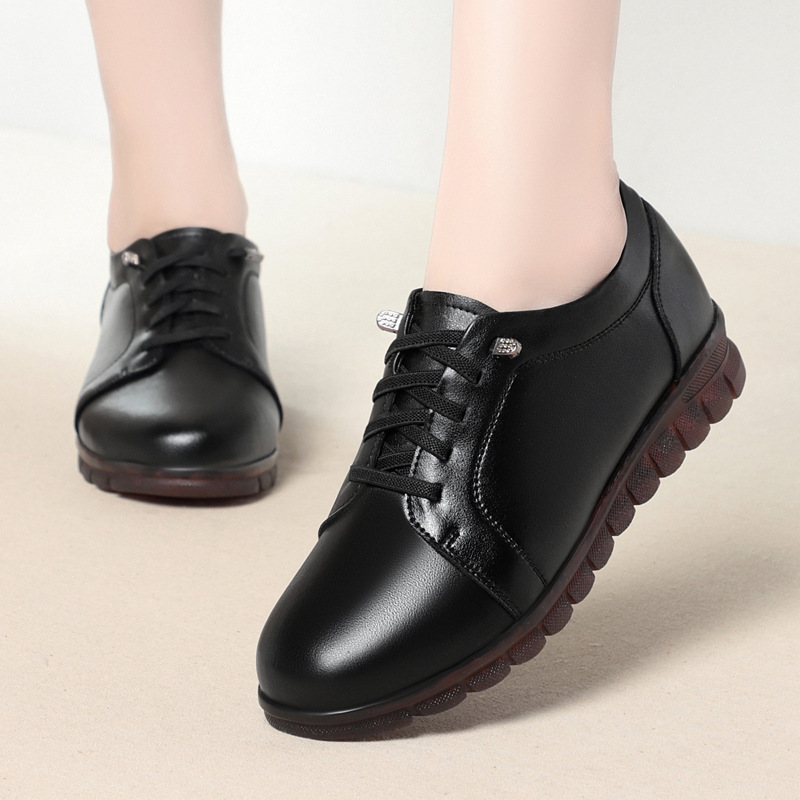 Womens Black Leather Shoes Soft Leather Soft Sole And Upper