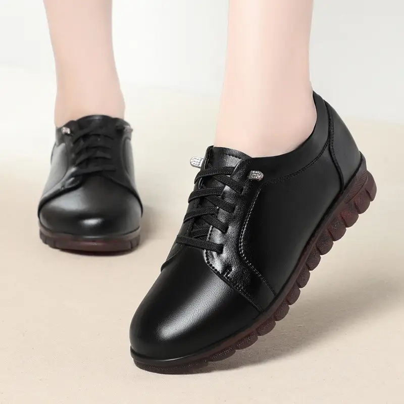 Womens Black Leather Shoes Soft Leather Soft Sole And Upper