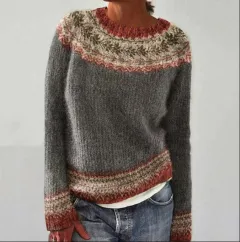 Round Neck Loose And Stylish Long Sleeves Sweater - 3-L - View 1