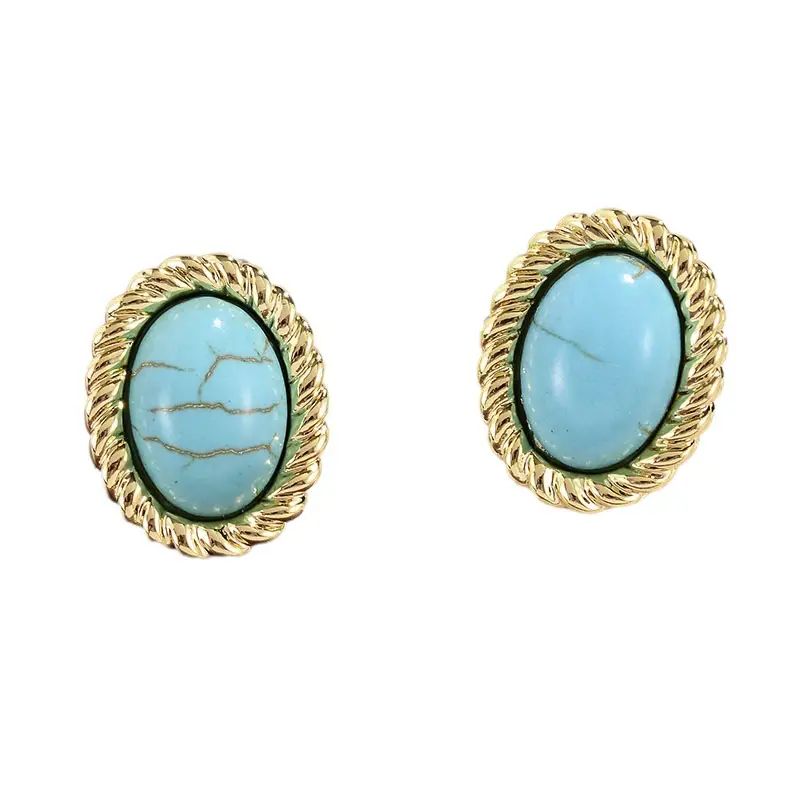 High-grade Retro Style Copper Plating 18K Turquoise Earrings