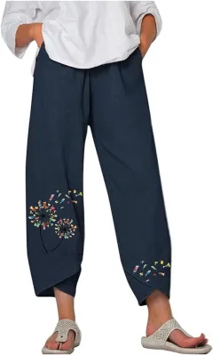 Slub Linen Loose Fashion Digital Printing Casual Pants - Tz01Z1161554-3Xl - View 1