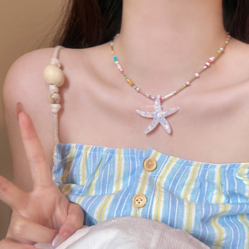 Dopamine Starfish Beaded Necklace For Women