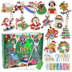 Christmas Diamond Painting Keychain Handmade Spot Drill DIY Painting - 15Pcs Xh020 - View 1