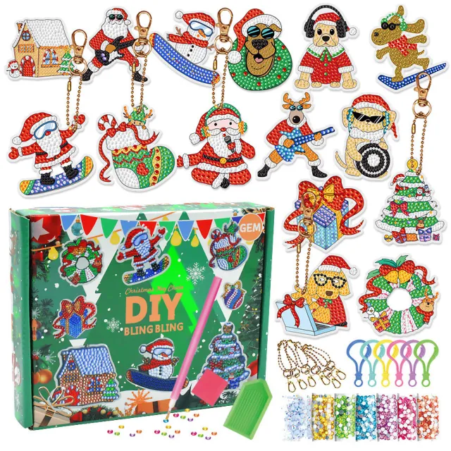 Christmas Diamond Painting Keychain Handmade Spot Drill DIY Painting 15Pcs Xh020 - Shop at LoveMi