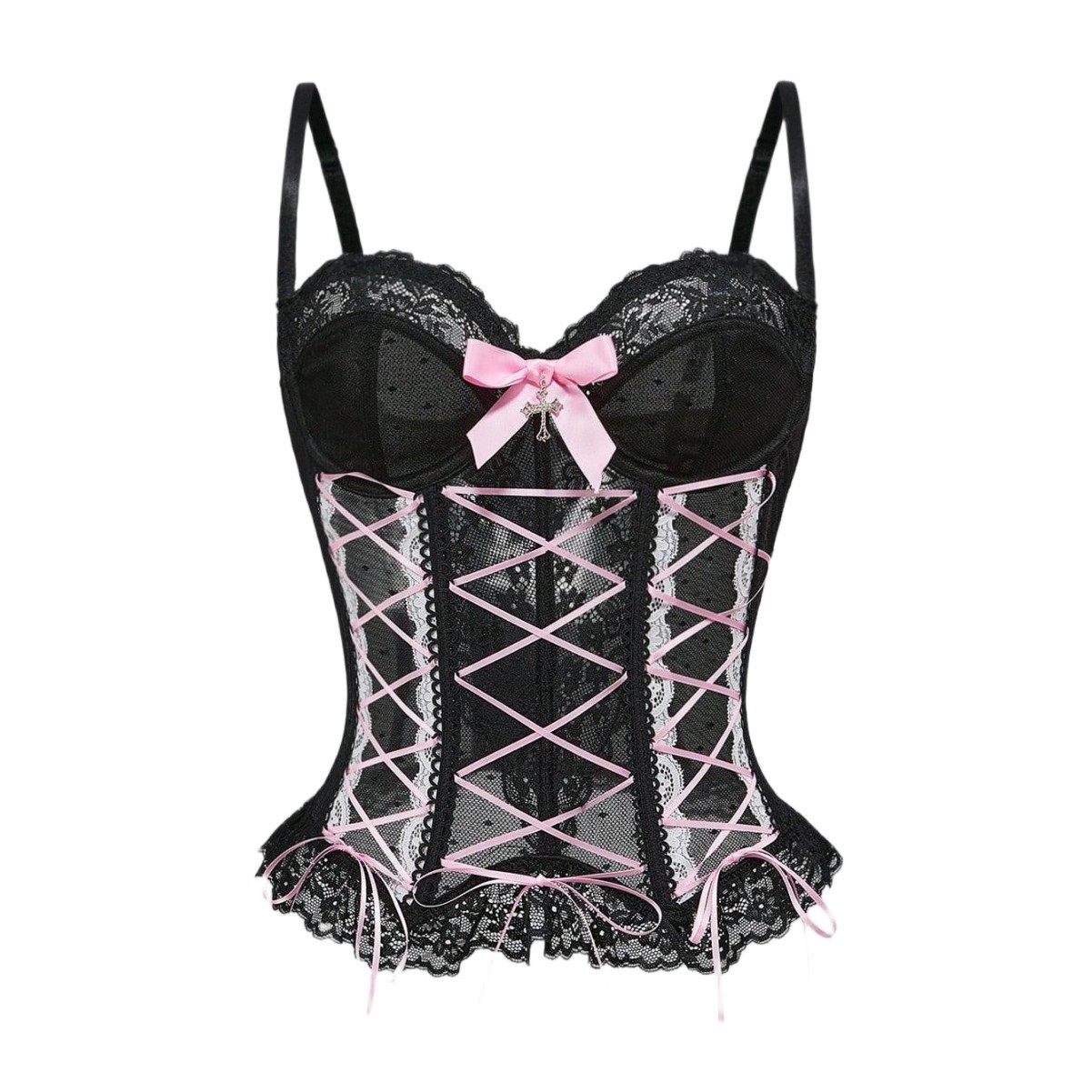 Bow-tie Cross Lace Fishbone Vest Shapewear Corset