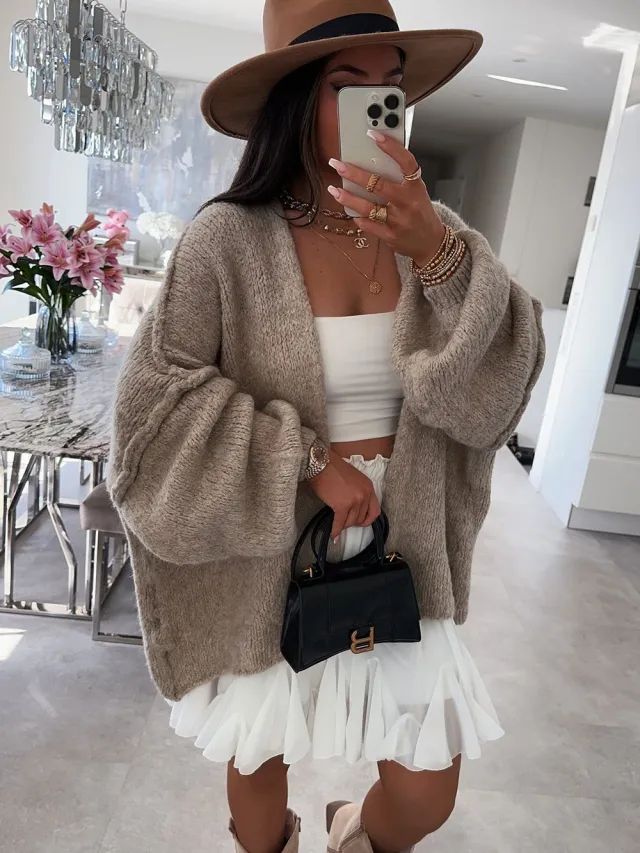Casual Loose Solid Color Mid length Knitted Sweater For Women Khaki - Shop at LoveMi
