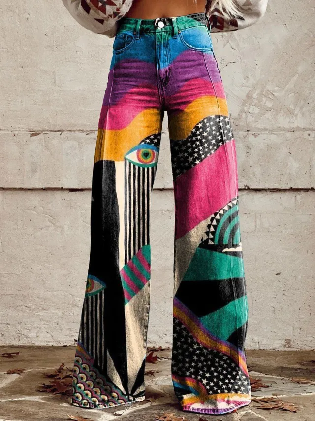 Horn Simulation Denim Trousers Loose Pants For Women Z6 2Xl - Shop at LoveMi