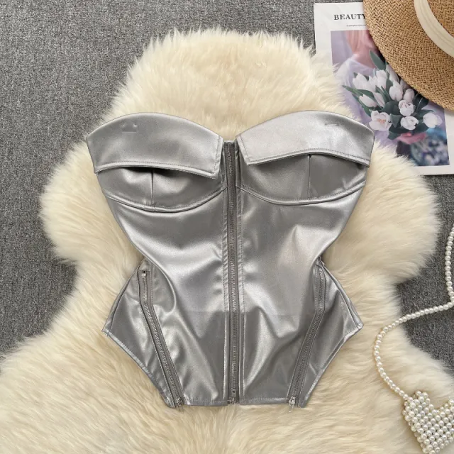 Retro Biker's Style Tube Top Silver - Shop at LoveMi
