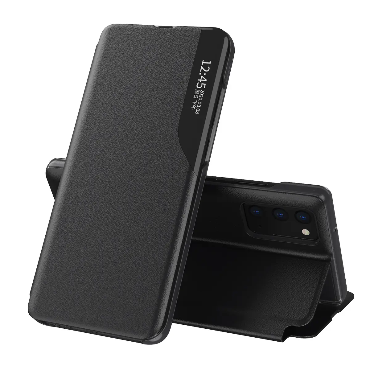 Magnetic Sleep Leather Case For S24FE With Half-Window Flip Phone Case Protective Cover