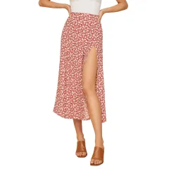 European And American Leopard Print Long Skirt High Waist Slit Hip Skirt - Little Red Flower - View 1