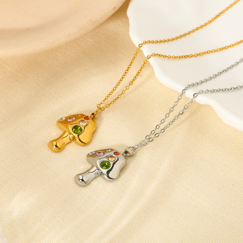 Cute Cartoon Mushroom Pendant Necklace All-matching