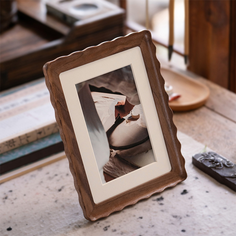Chinese-style Vintage Black Walnut Photo Frame