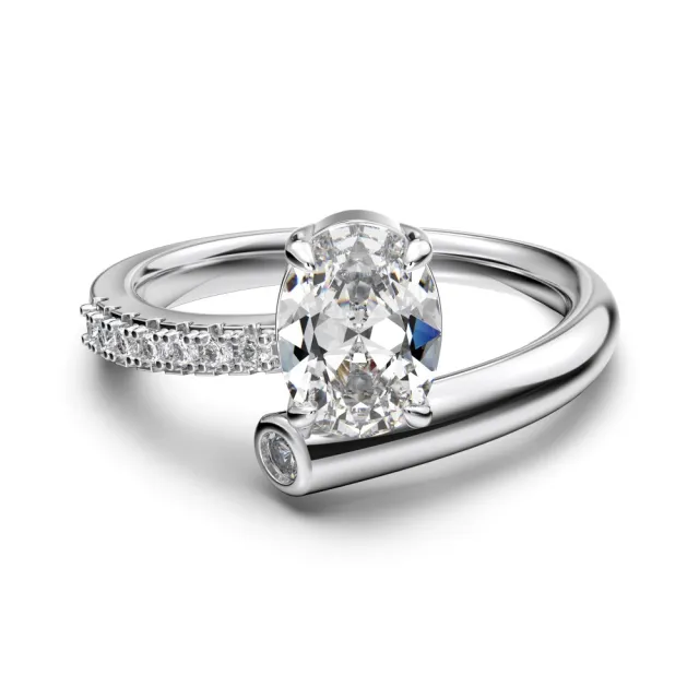 S925 Sterling Silver Ring Female Oval Zircon Inlaid Star Track Design Sense Dy121035Swwh - Shop at LoveMi