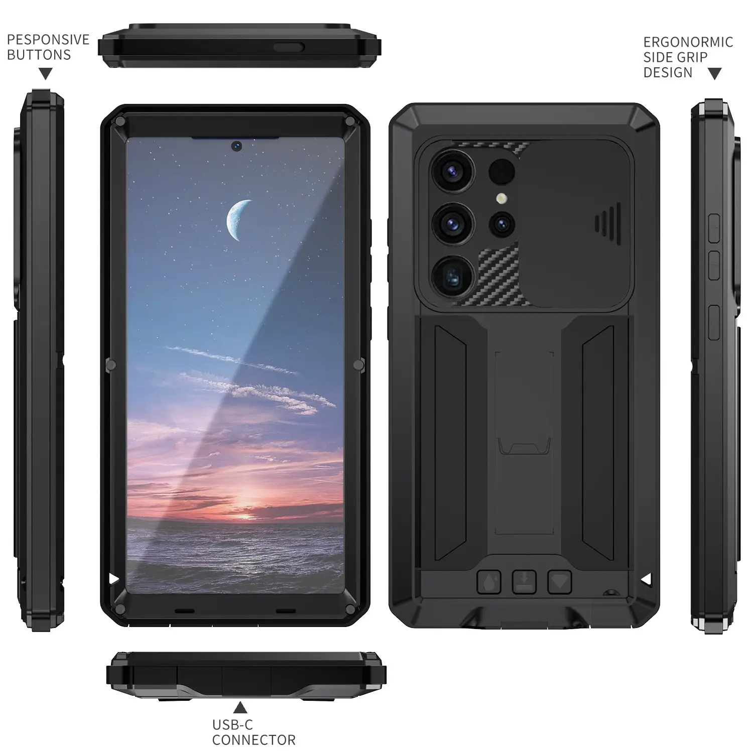 Phone Case Metal Invisible Bracket Case With Three Protection Functions Protective Case