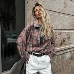 American College Style Plaid Shirt Fashionable Outerwear Cotton - Plaid-S - View 1