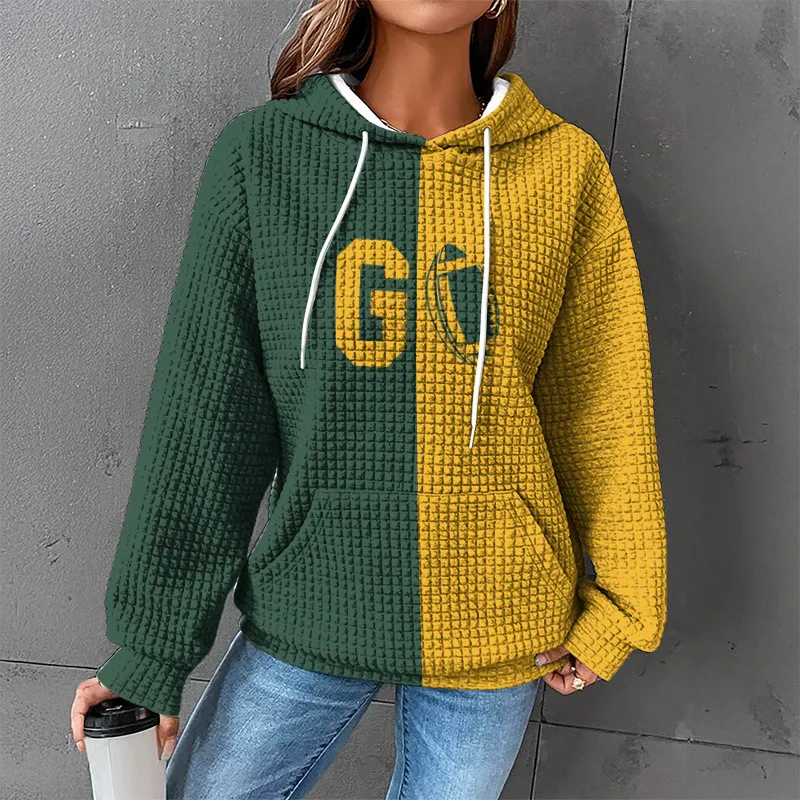 Waffle Sweater Hooded Sweaters Women's Clothing - Zzy24110619-Xxl