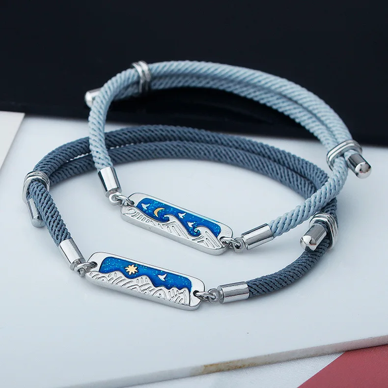 Title 5, Pulsera para Parejas Azul con Pegamento en Gota...