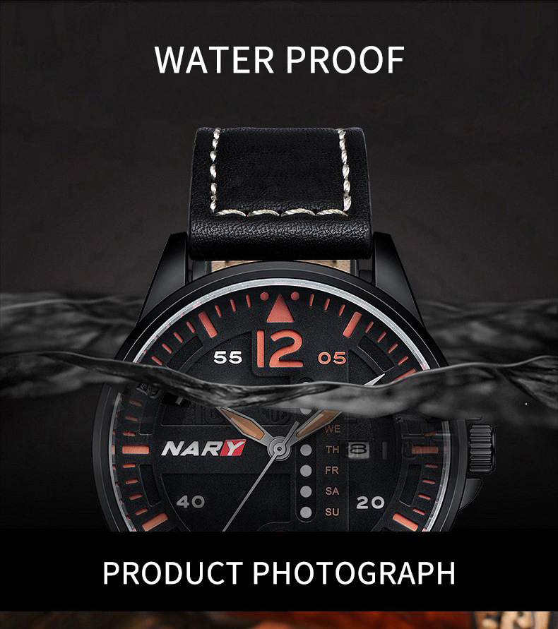 men quartz watch 44mm dial proportion on wrist