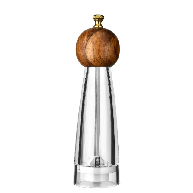 Acrylic Ceramic Core Manual Pepper Grinder Kitchen Gadget Acacia Mangium 8 Inches - Shop at LoveMi