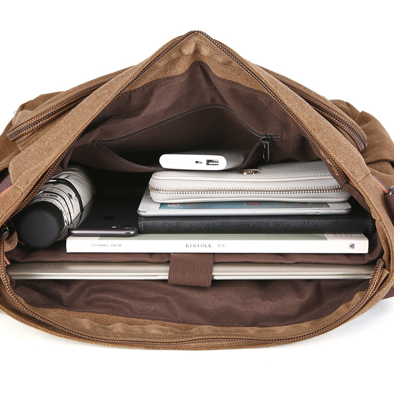 Mugu Canvas Men's Shoulder Messenger Bag Practical Business Computer - Image 11