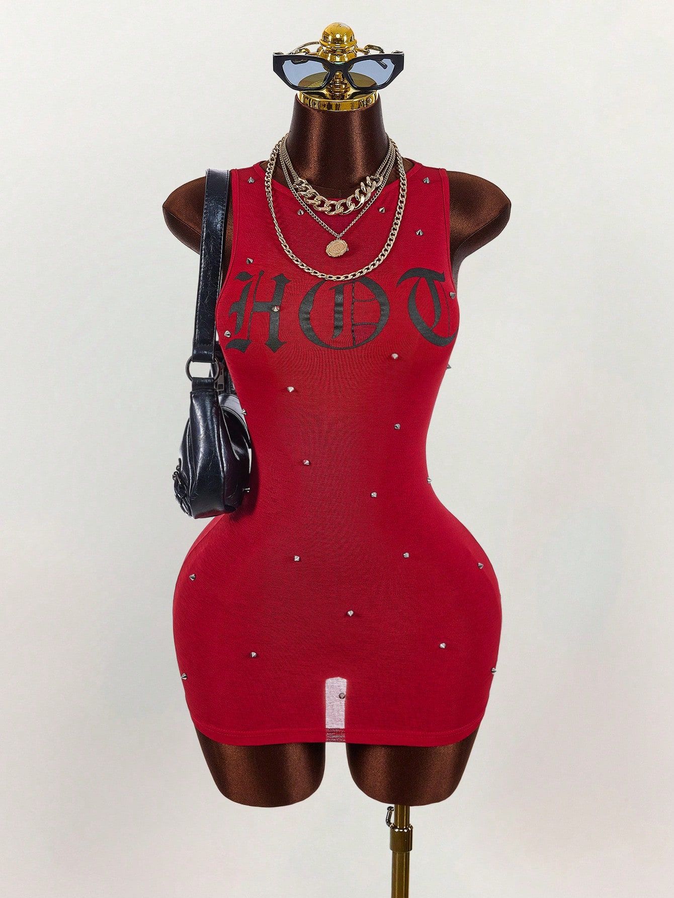 Fashionable Printed Trendy Slim fit Sexy Waist cinching Short Skirt Dress Red - Shop at LoveMi