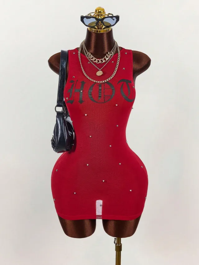Fashionable Printed Trendy Slim fit Sexy Waist cinching Short Skirt Dress Red - Shop at LoveMi
