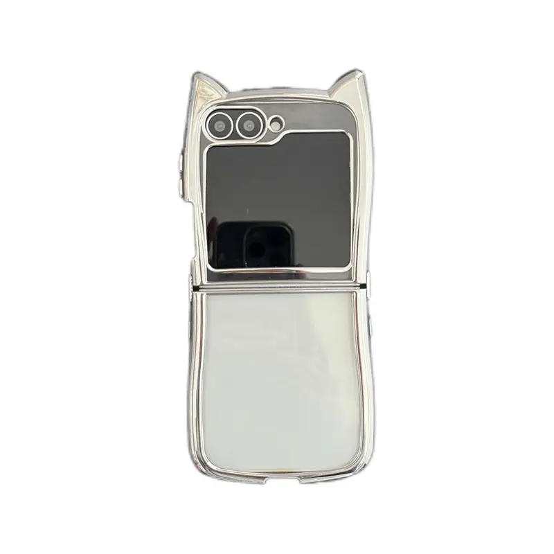 Ins Electroplating Edge Cat Ear Transparent Folding Phone Case