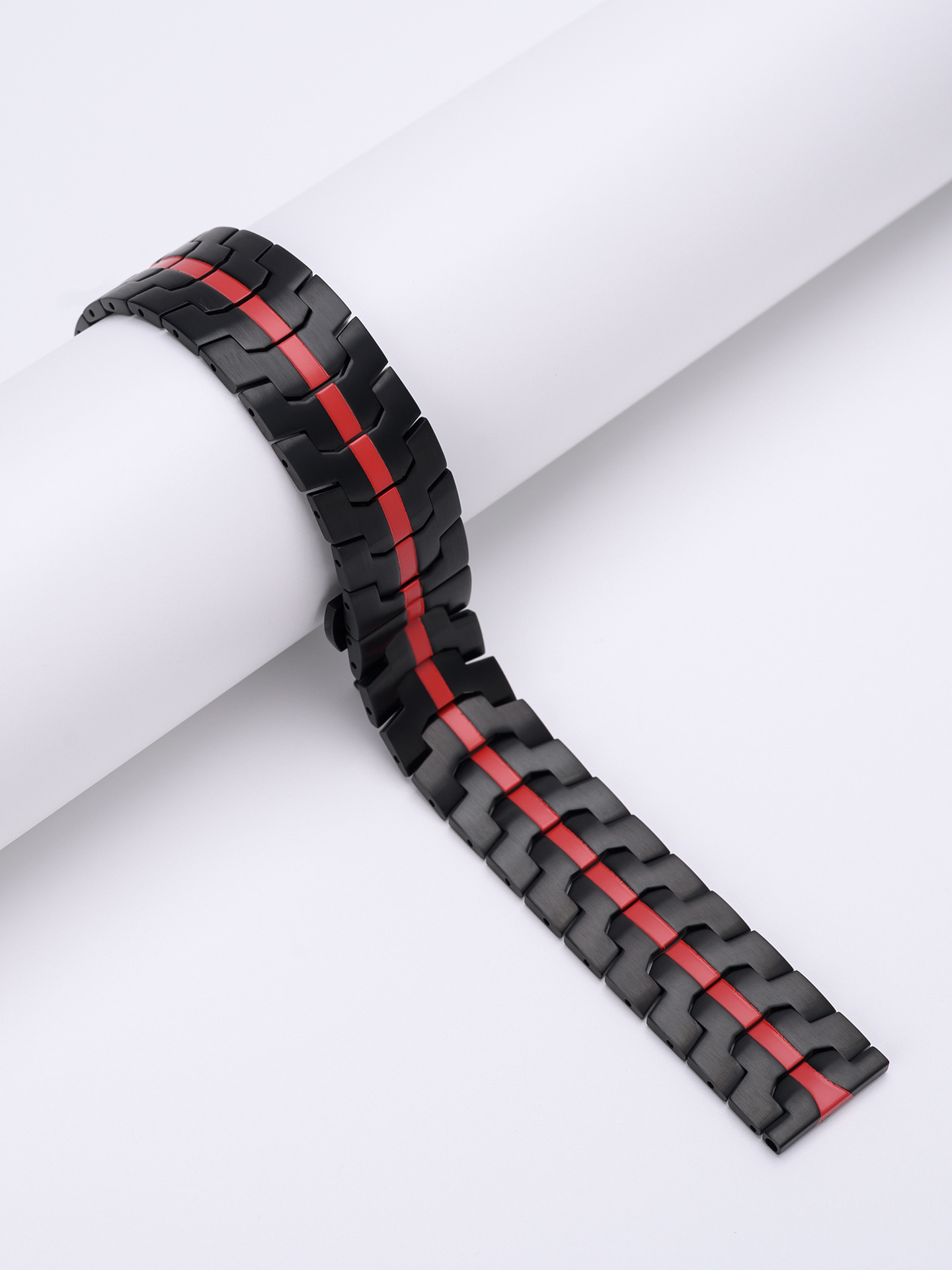 Fashion Personality Stainless Steel Watch Band Black And Red - Shop at LoveMi