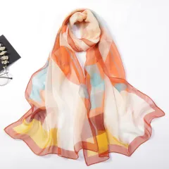 Casual Colourful Triangle Geometric Light And Delicate Silk Scarves - Colourful Triangle 6 - View 1