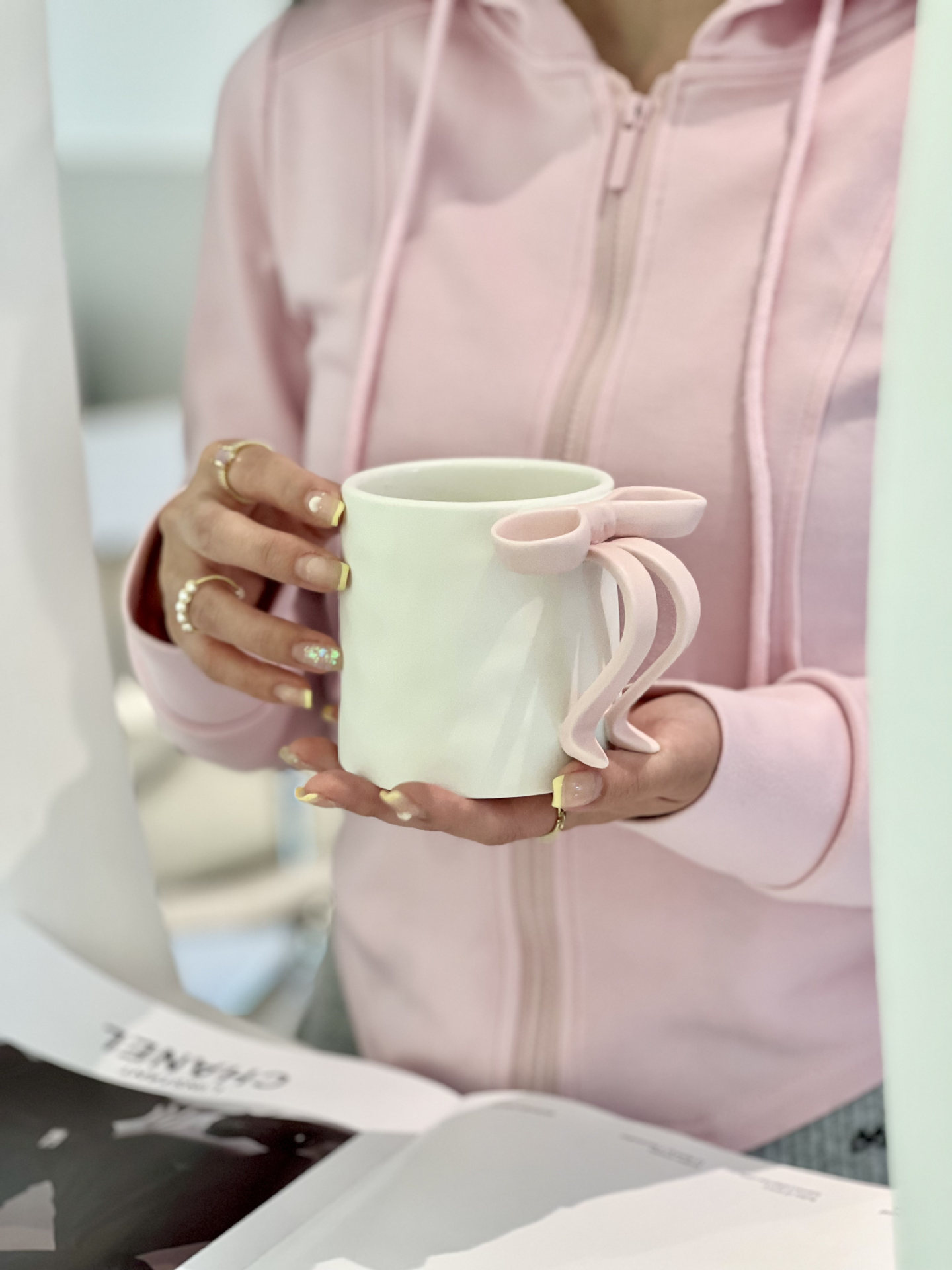 Ins Style 400ml Cute Ceramic Bow Mug