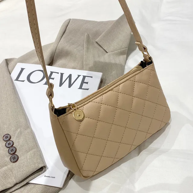 Women's Fashion All match Simple Rhombus Underarm Bag Apricot - Shop at LoveMi