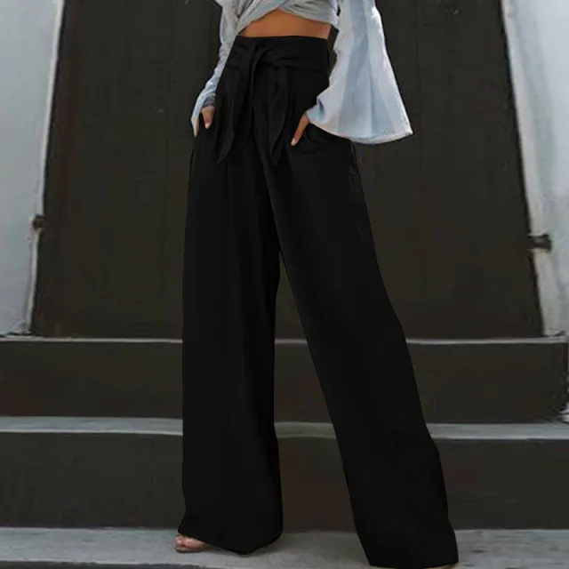 Retro Artistic Loose Plus Size Casual Pants Black - Shop at LoveMi