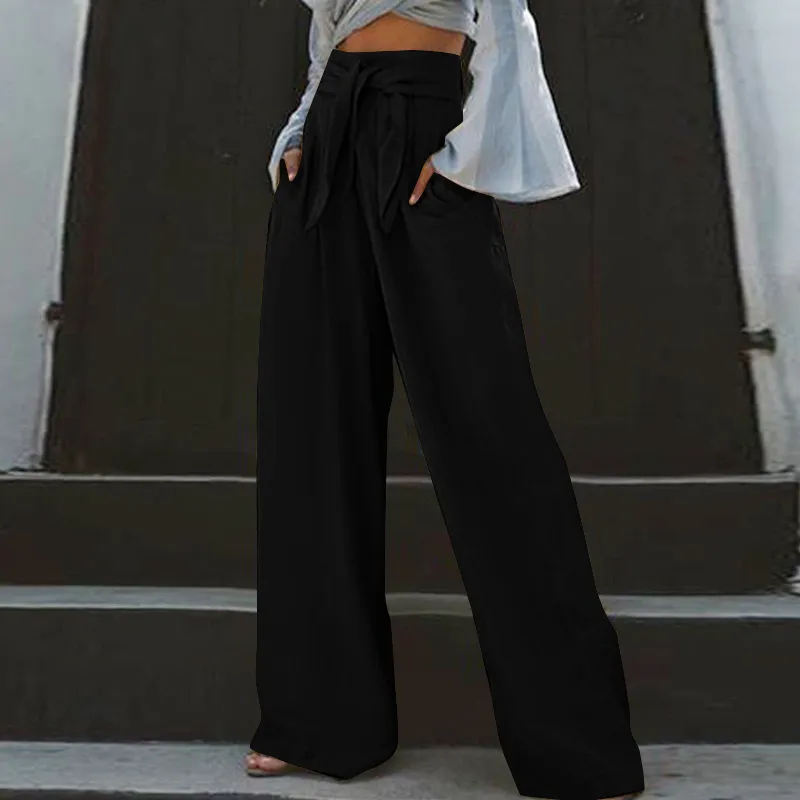 Retro Artistic Loose Plus Size Casual Pants - Black