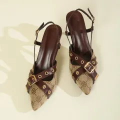 Women's Fashion New Ankle-strap Buckle High Heels - Khaki - View 1