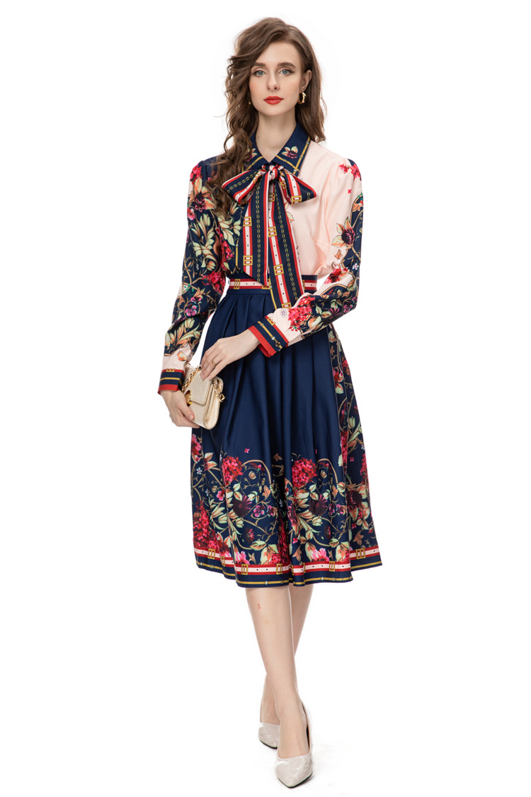 Lace-Up Printed Midi Dress Set, picture 7 of 8