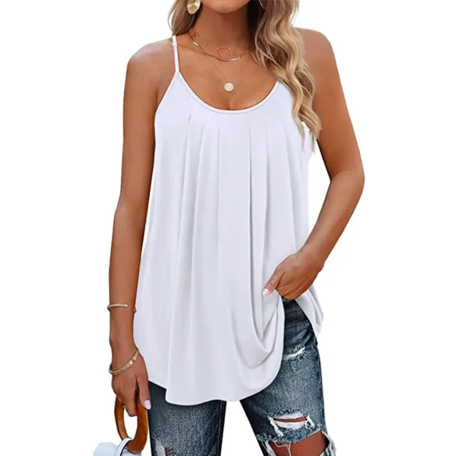 Women's Casual Summer Pleated Round Neck Keyhole Loose Top White - Shop at LoveMi