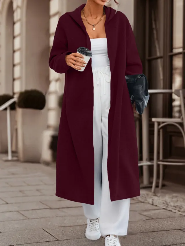 Women's Leisure Commute Long Cardigan Jacket Dark Red - Shop at LoveMi