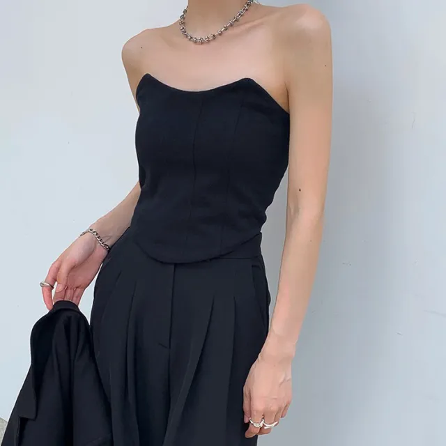 Fashion Outerwear Tube Top Strapless Camisole Women Black - Shop at LoveMi