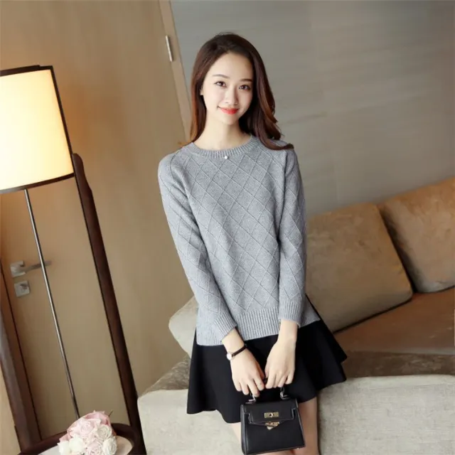 Fashion Loose Sweater Women's Round Neck Pullover Solid Color Long Sleeve Women Gray - Shop at LoveMi