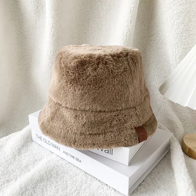Fleece lined Warm Face covering Bucket Hat Brown - Shop at LoveMi
