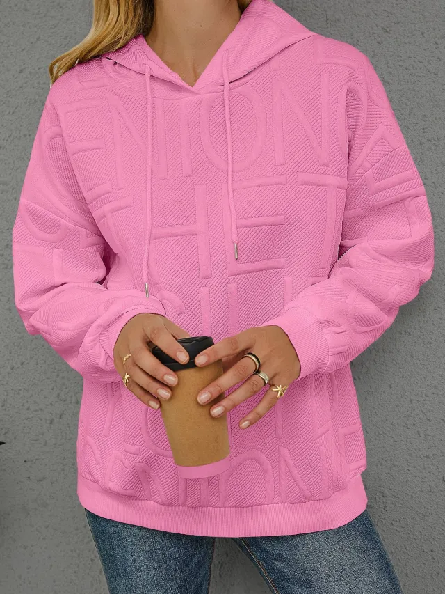 Loose Fashion Three dimensional Printing Long Sleeve Pullover Hoodie Women Red - Shop at LoveMi