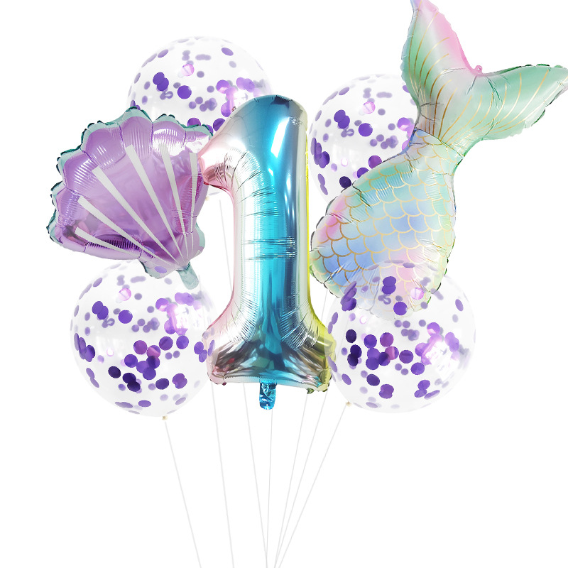 Fishtail Digital Balloon Party Birthday Decoration Mermaid Balloon Package 32-inch