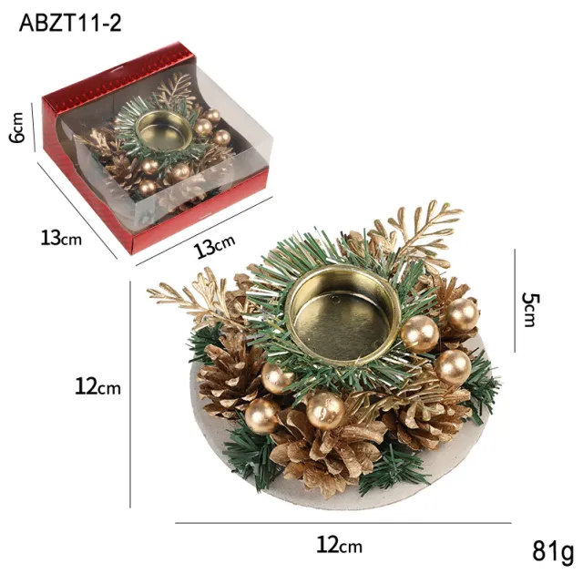 Christmas Candle Metals Candlestick Wreath Artificial Pinball Pinecone Candle Holder Fake Leaves Xmas New Year Home Table Decor Candlestick Type B - Shop at LoveMi
