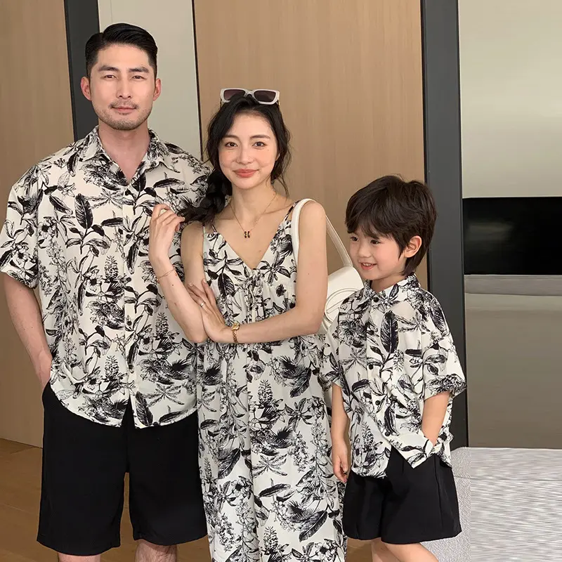 Family-matching Resort-style Printed Short-sleeve Shirt