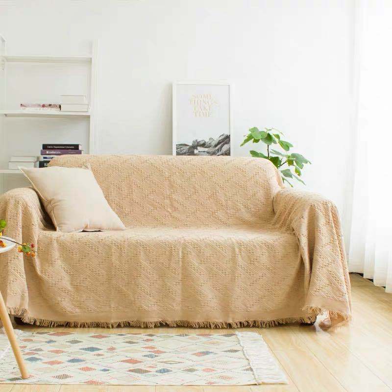 Simple Four-season Blanket Made Of Cotton Fabric A Full-cover Sofa Throw