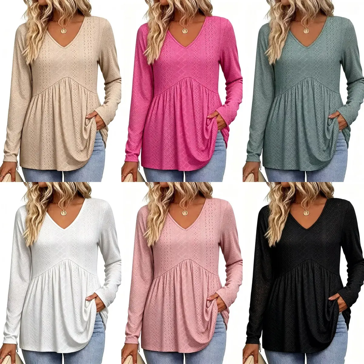 Womens Casual Solid-Color Top