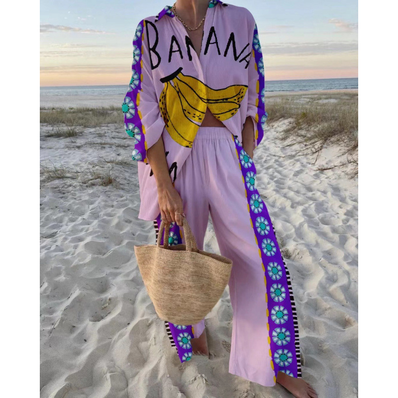 Loose Slimming Mid length Long Sleeve Lapel Shirt Outfit Violet - Shop at LoveMi