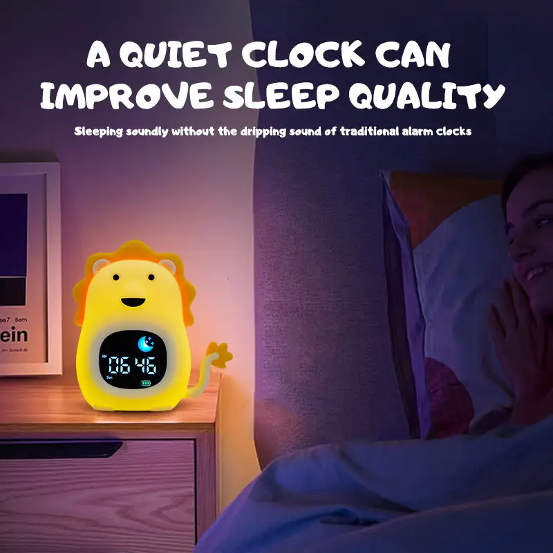 LED Strip Cartoon Animal Lion Alarm Clock Night Light