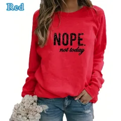 European And American Letter Printing Capless Round Neck Sweaters Women's Clothing - Red 2 - View 1