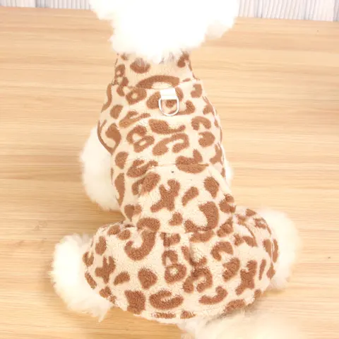 Fleece Autumnwinter Leopard-print Princess Dress Pet Clothing for Teddy